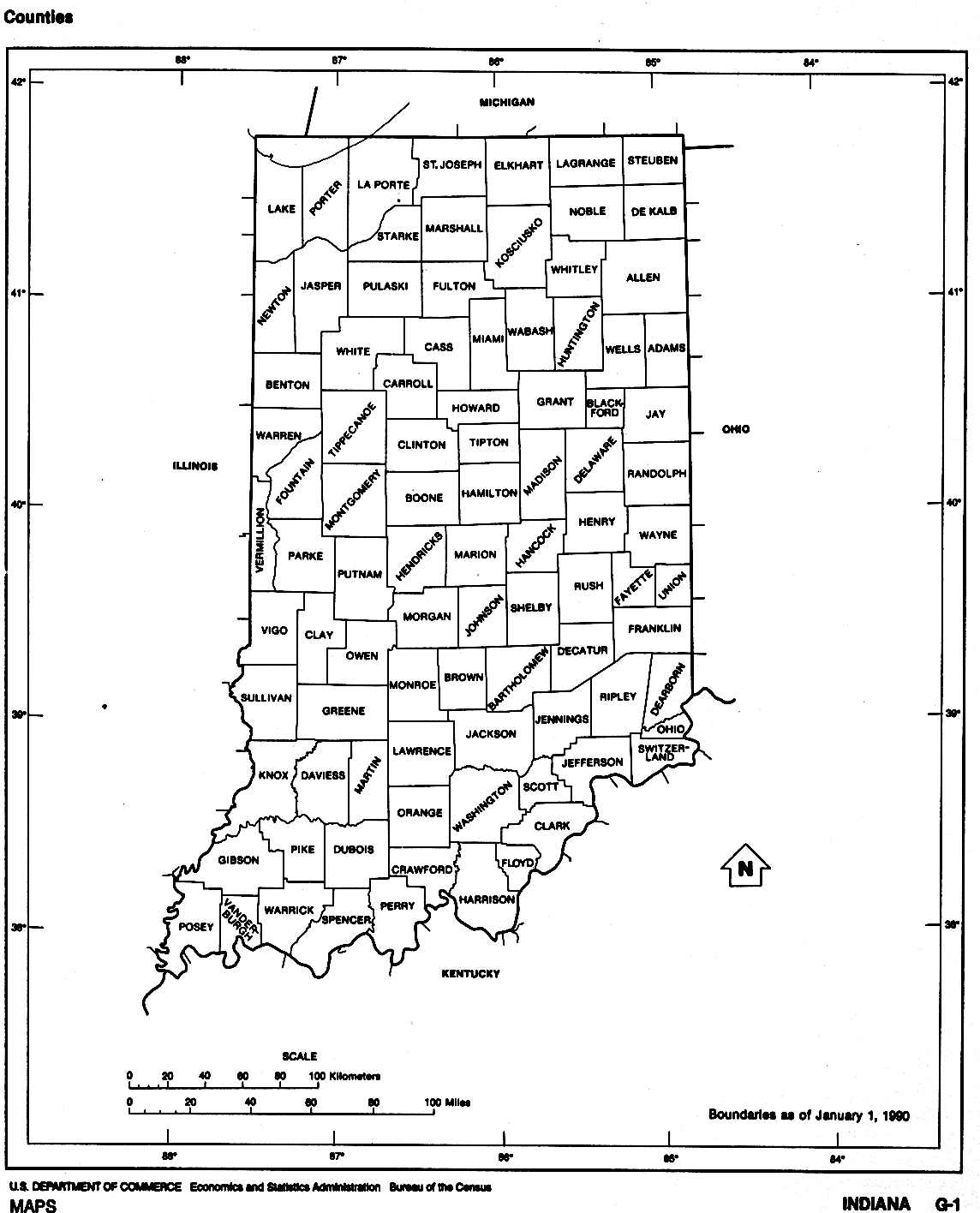 Indiana Counties Map - Back indiana counties map - back