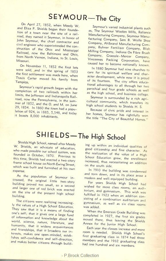 003 Some Seymour and<br>Shields High<br>School history.