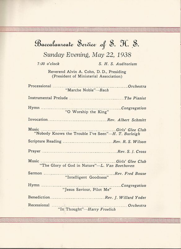 Bacealaureate Service 1938