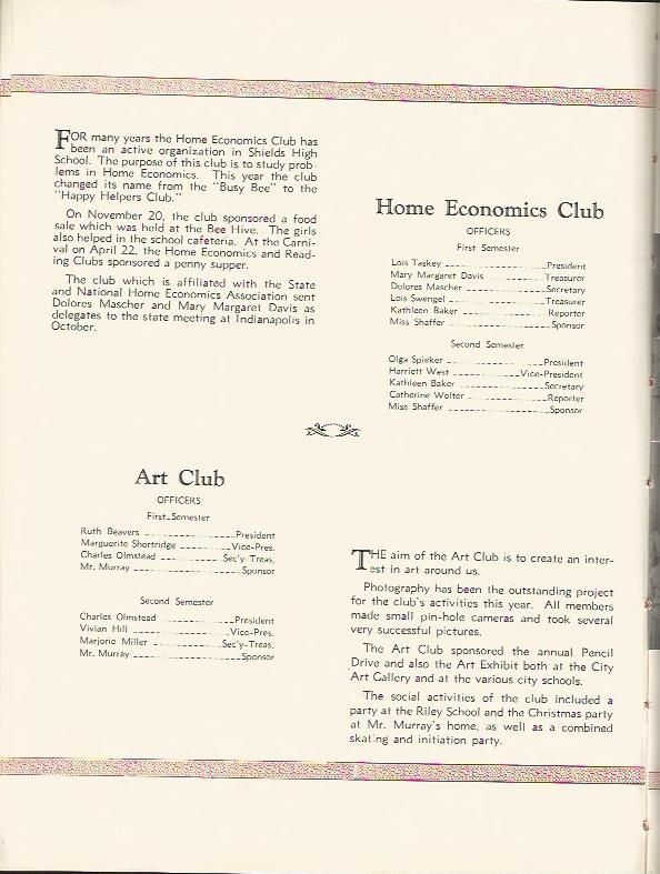 Clubs: Home Economics and Art