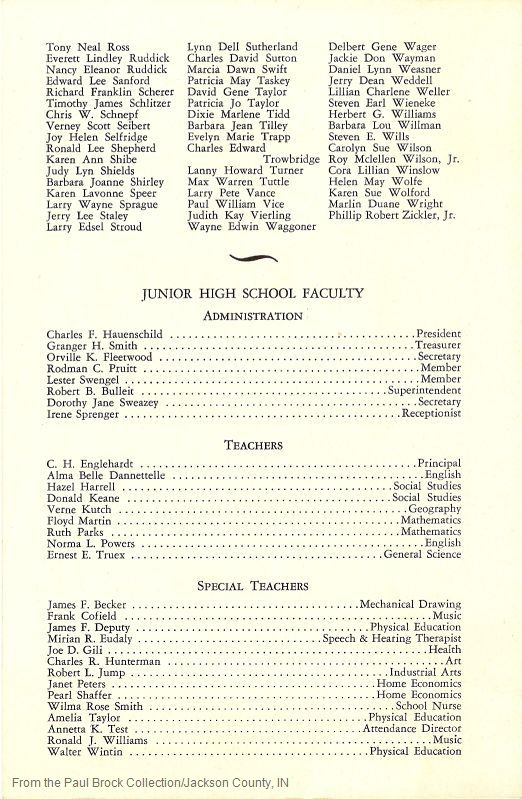 1956 Junior High School<br>Faculty