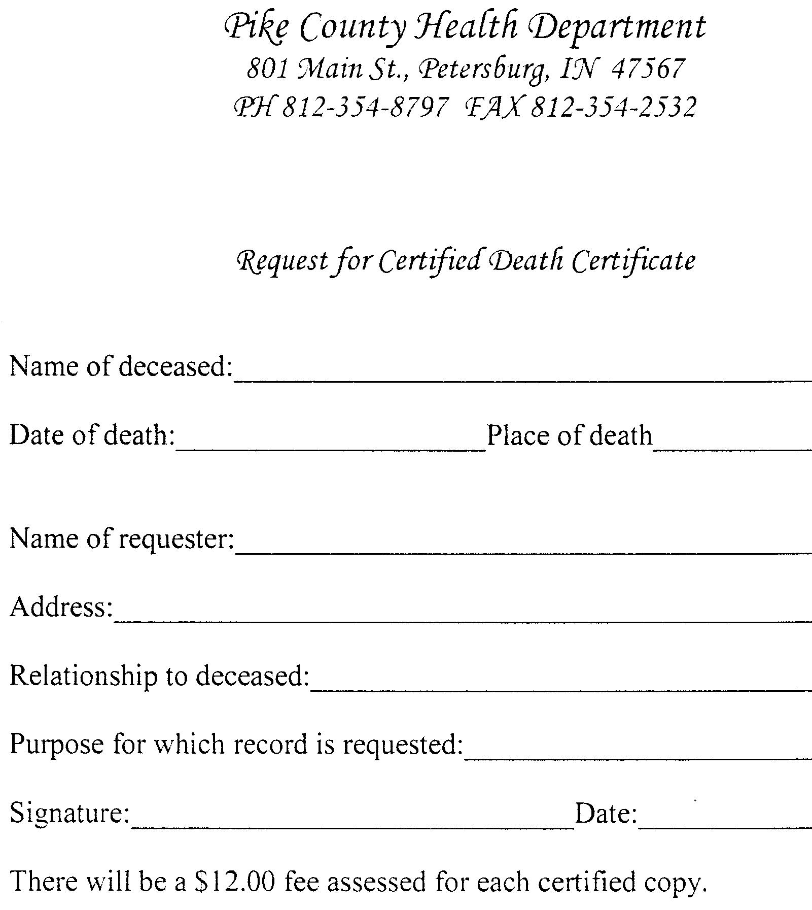 request death certificate