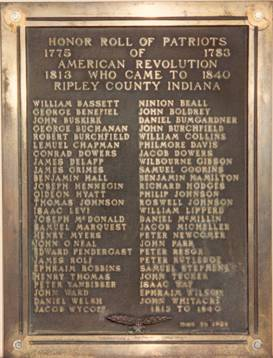 Revolutionary War Plaque In Ripley County Courthouse
